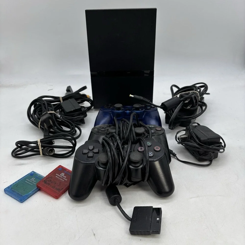PlayStation 2 Slim Console PS2 Game System & 3 Controllers Cords Working Bundle